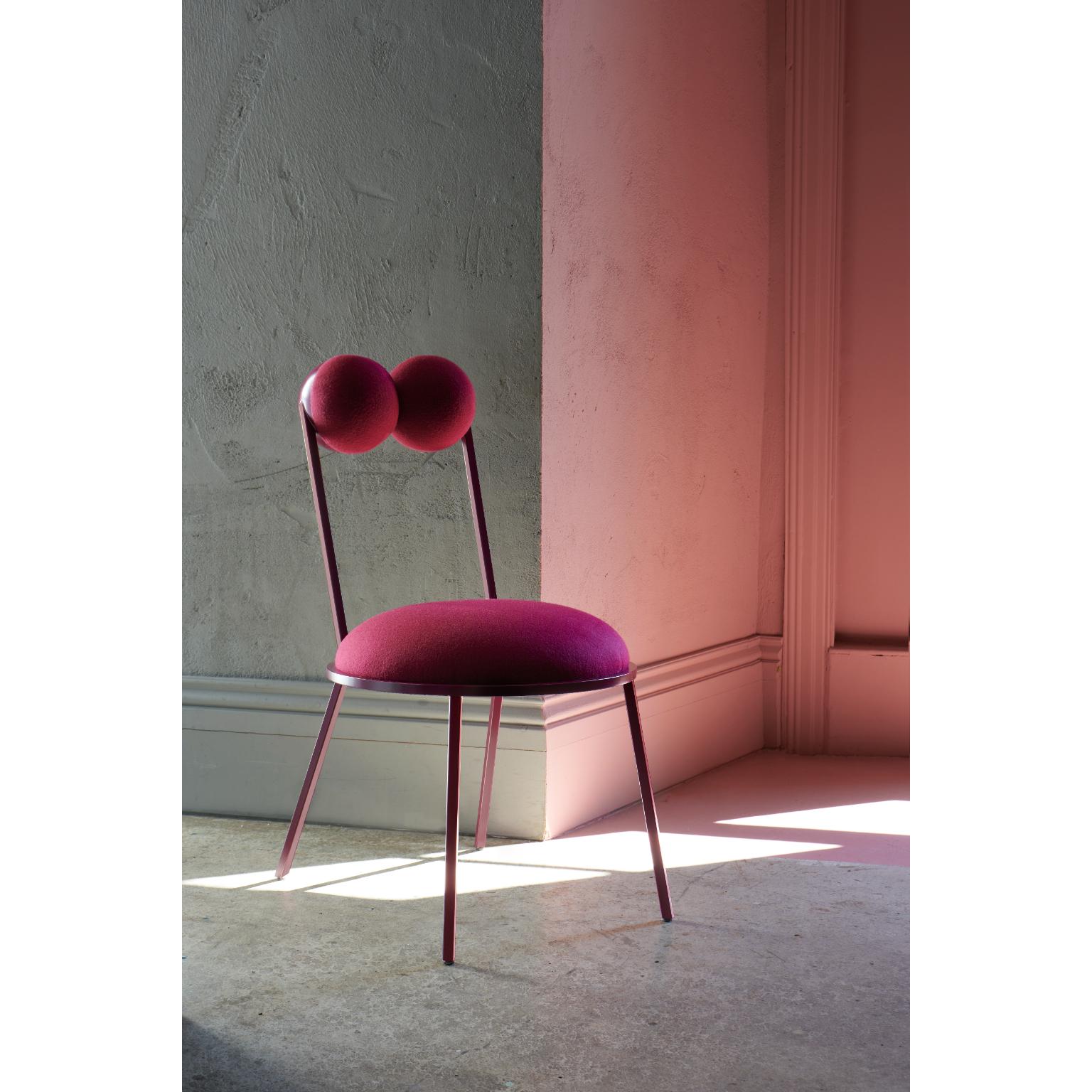 Trevor Burgundy Wool Dining Chair by Bohinc Studio
Dimensions: D 60 x W 45 x H 85 cm. 
Materials: powder-coated steel, foam, and wool.

Available in different color options. Please contact us. 

Trevor dining chair makes a perfect accompaniment for