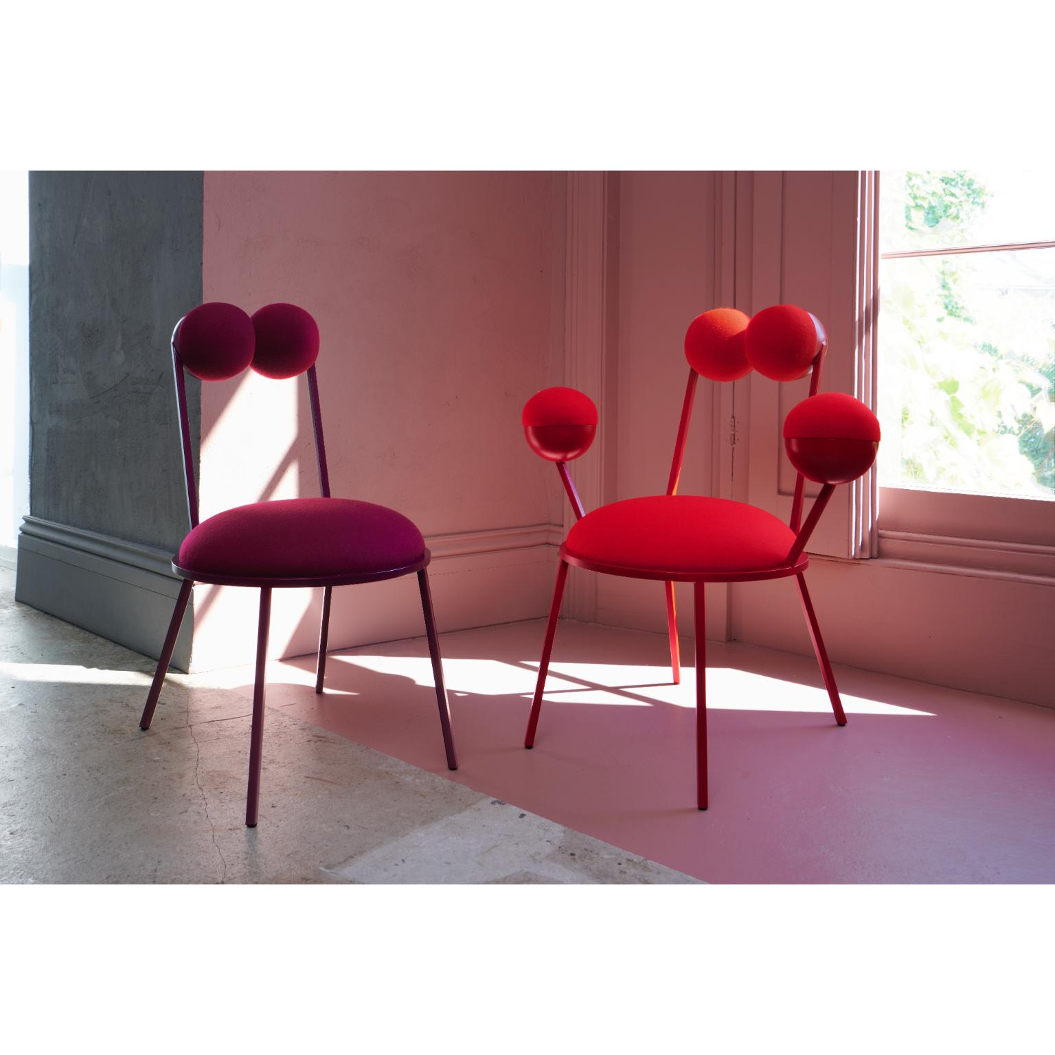 Post-Modern Trevor Burgundy Wool Dining Chair by Bohinc Studio