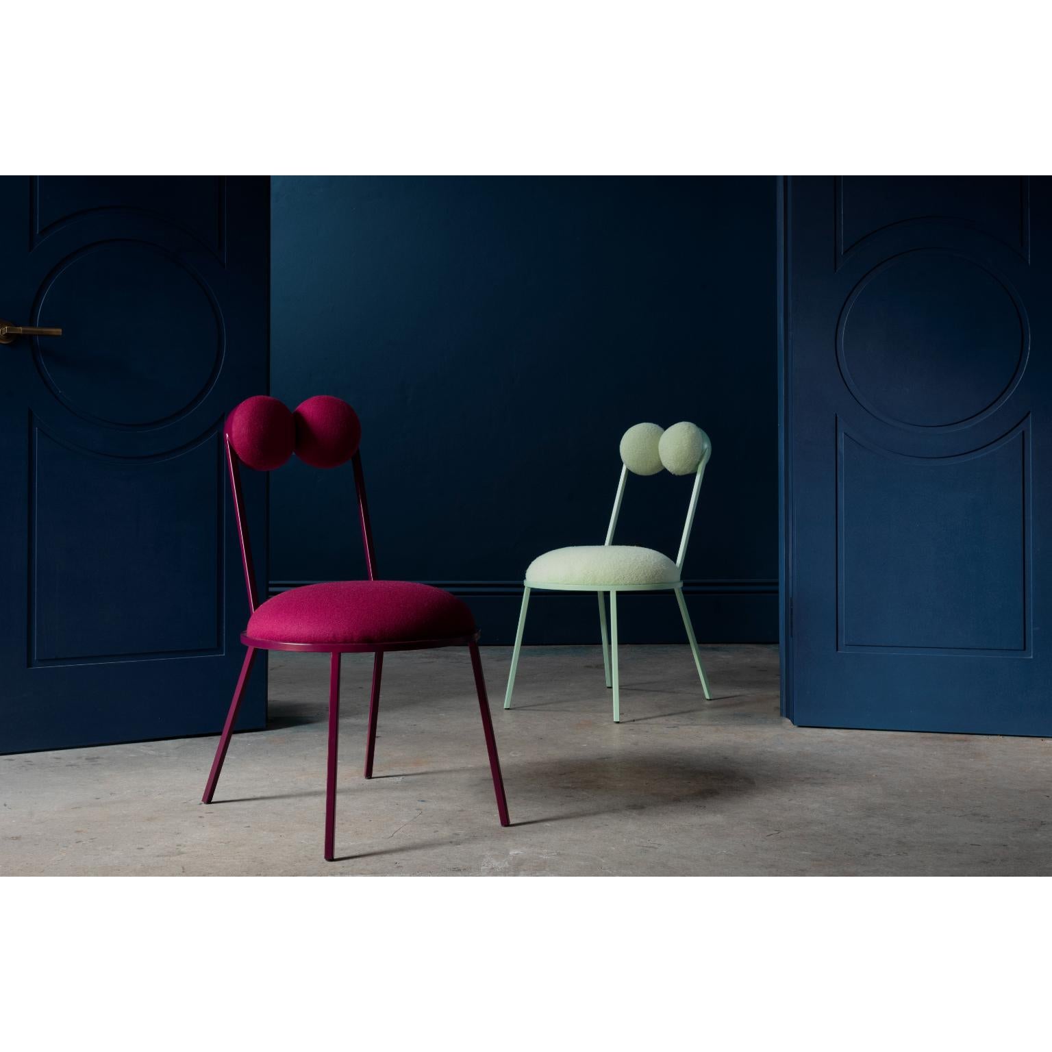 English Trevor Burgundy Wool Dining Chair by Bohinc Studio