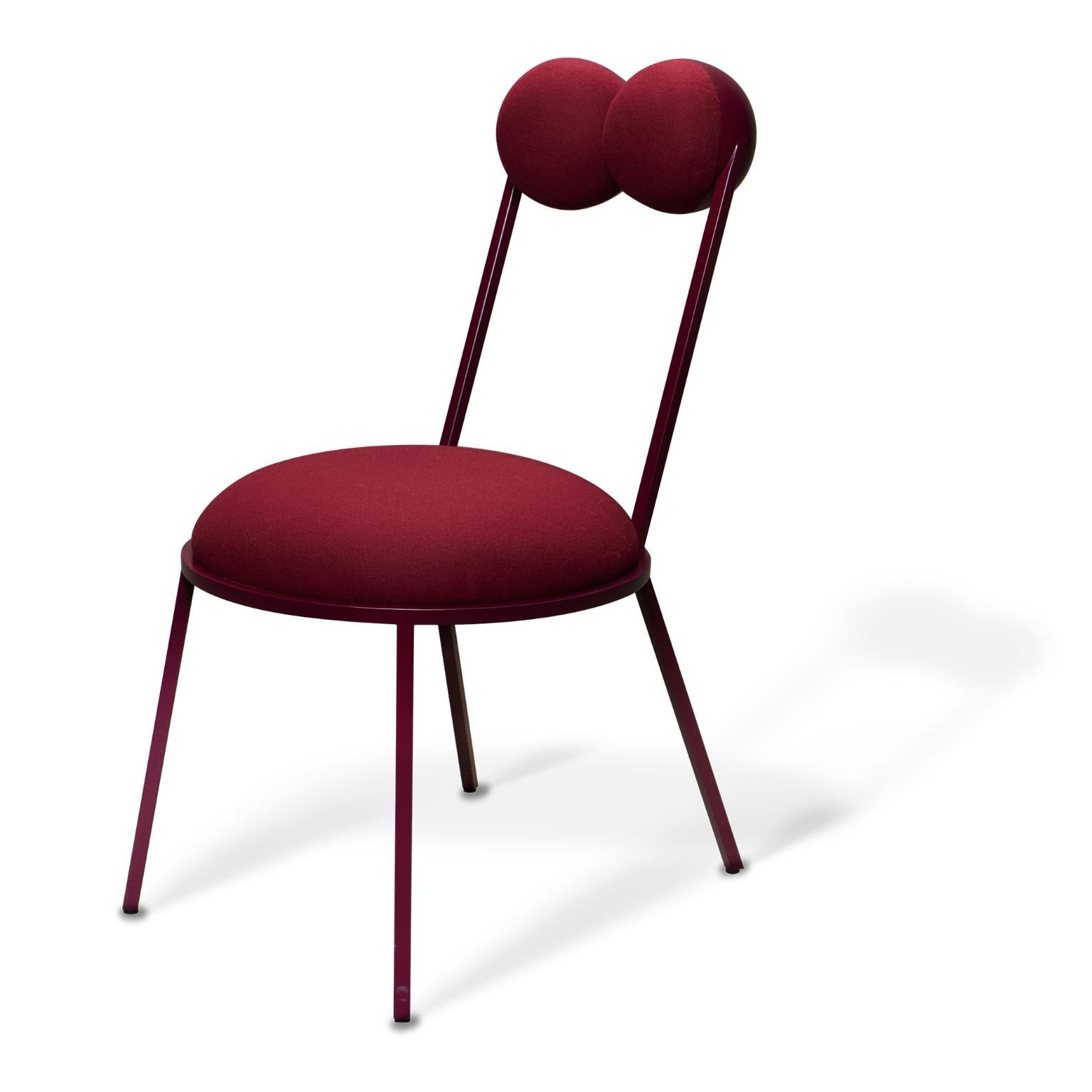 Other Trevor Burgundy Wool Dining Chair by Bohinc Studio