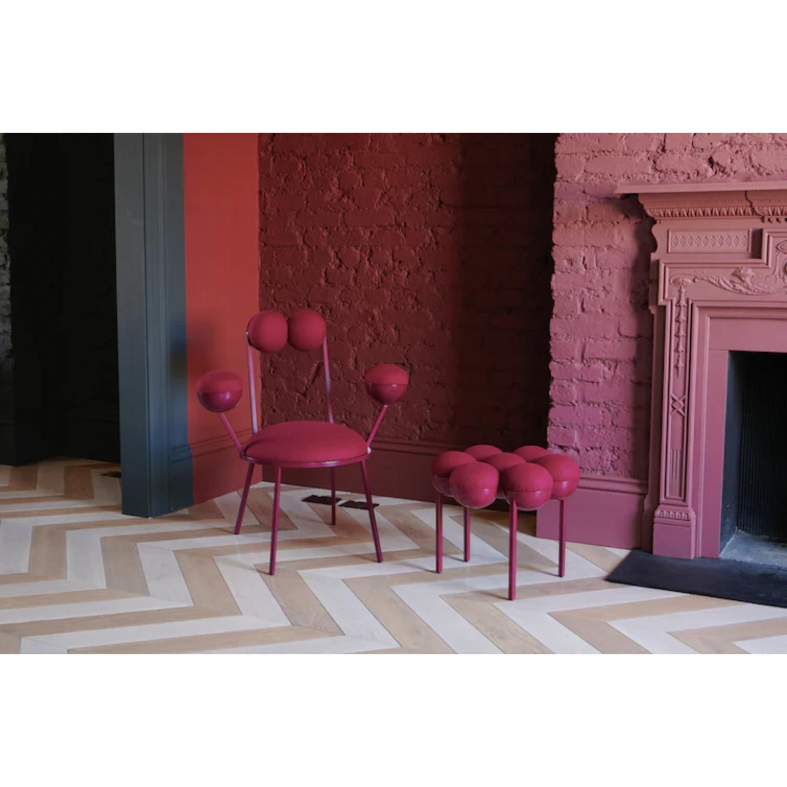 Post-Modern Trevor Burgundy Wool Dining Chair With Armrests by Bohinc Studio