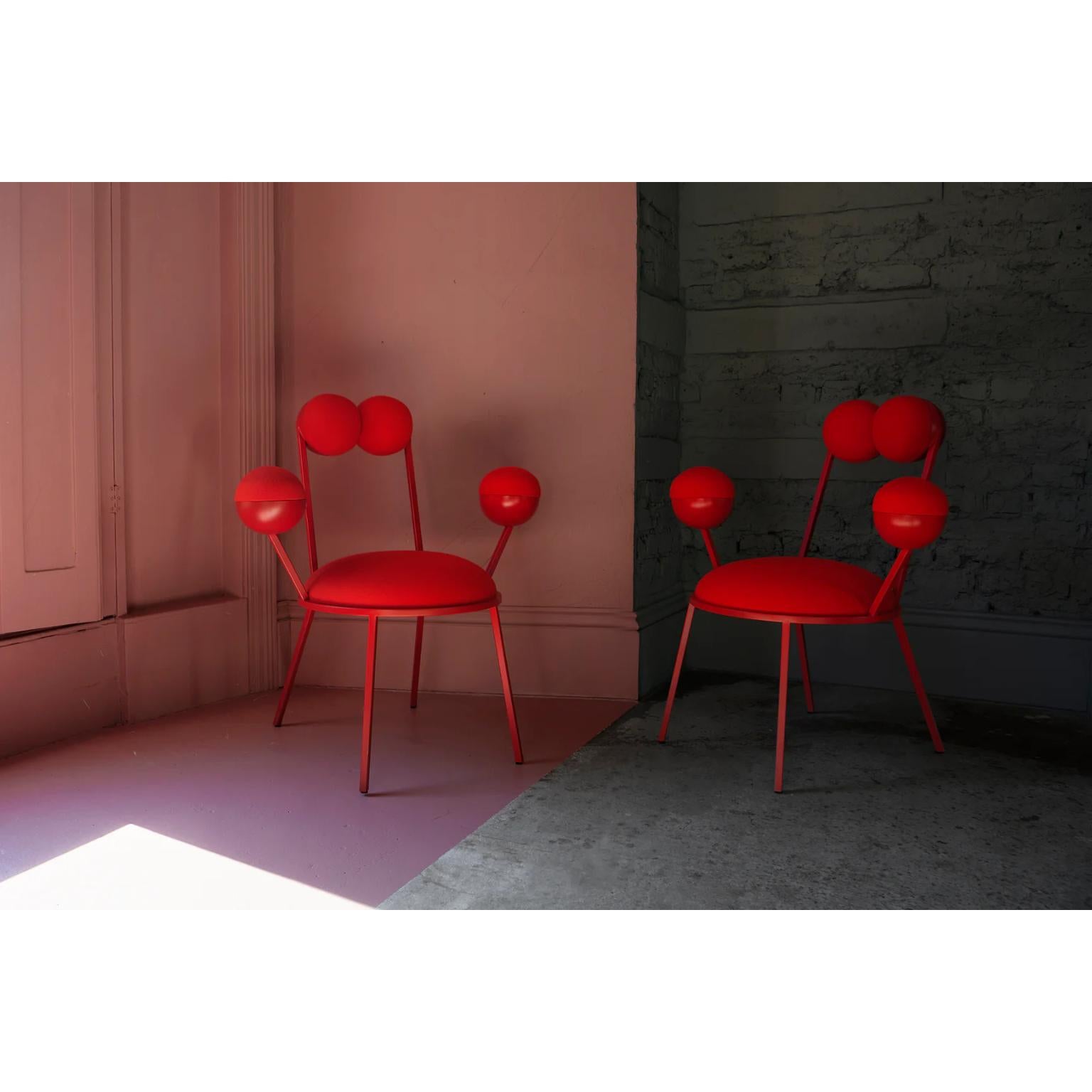 Other Trevor Burgundy Wool Dining Chair With Armrests by Bohinc Studio