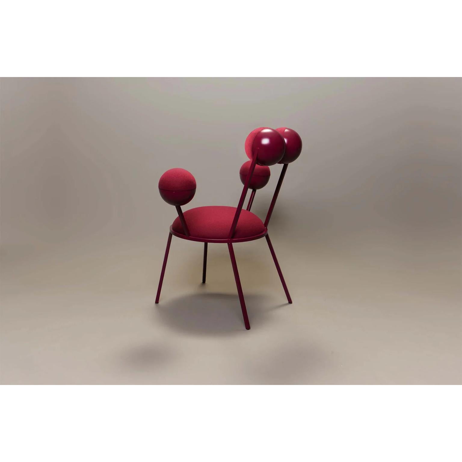 Trevor Burgundy Wool Dining Chair With Armrests by Bohinc Studio 1