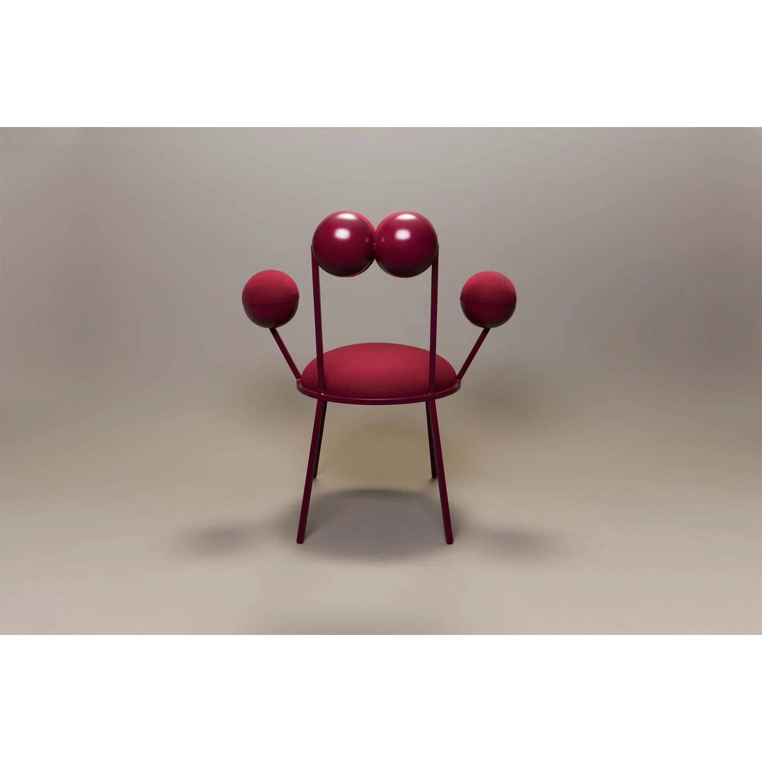 Trevor Burgundy Wool Dining Chair With Armrests by Bohinc Studio 2