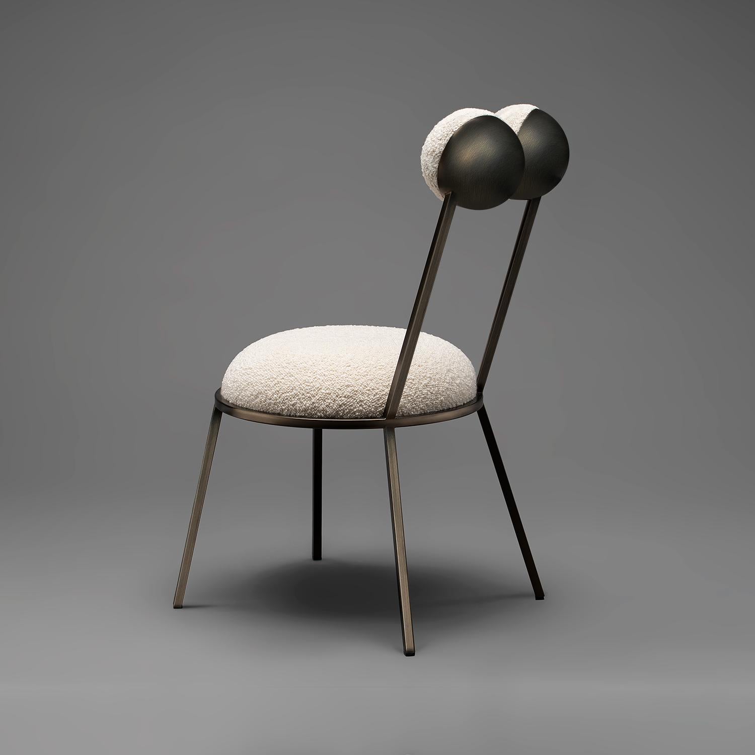 Portuguese Trevor Chair Bronze Colour Frame in Cream Boucle by Lara Bohinc in Stock For Sale