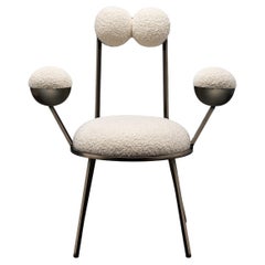 Trevor Chair with Armrests Bronze Colour Frame in Bouclé by Lara Bohinc