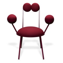 Trevor Dining Chair With Armrests Dark Red Frame and Wool by Lara Bohinc