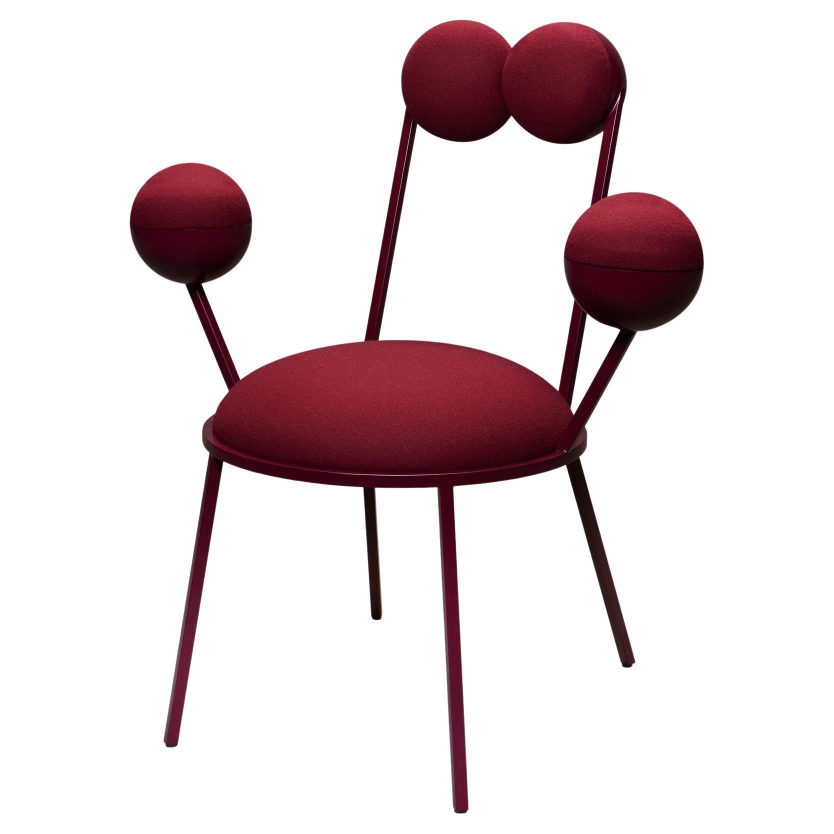 Trevor Dining Chair With Armrests Dark Red Frame and Wool by Lara Bohinc For Sale