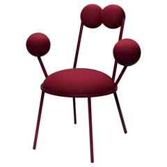 Trevor Dining Chair With Armrests Dark Red Frame and Wool by Lara Bohinc
