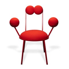 Trevor Chair with Armrests Red Frame and Wool by Lara Bohinc