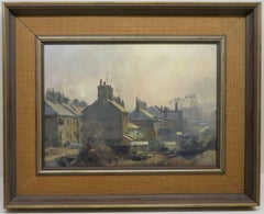 ORIGINAL ENGLISH STREET SCENE 1970's oil painting by TREVOR CHAMBERLAIN ROI