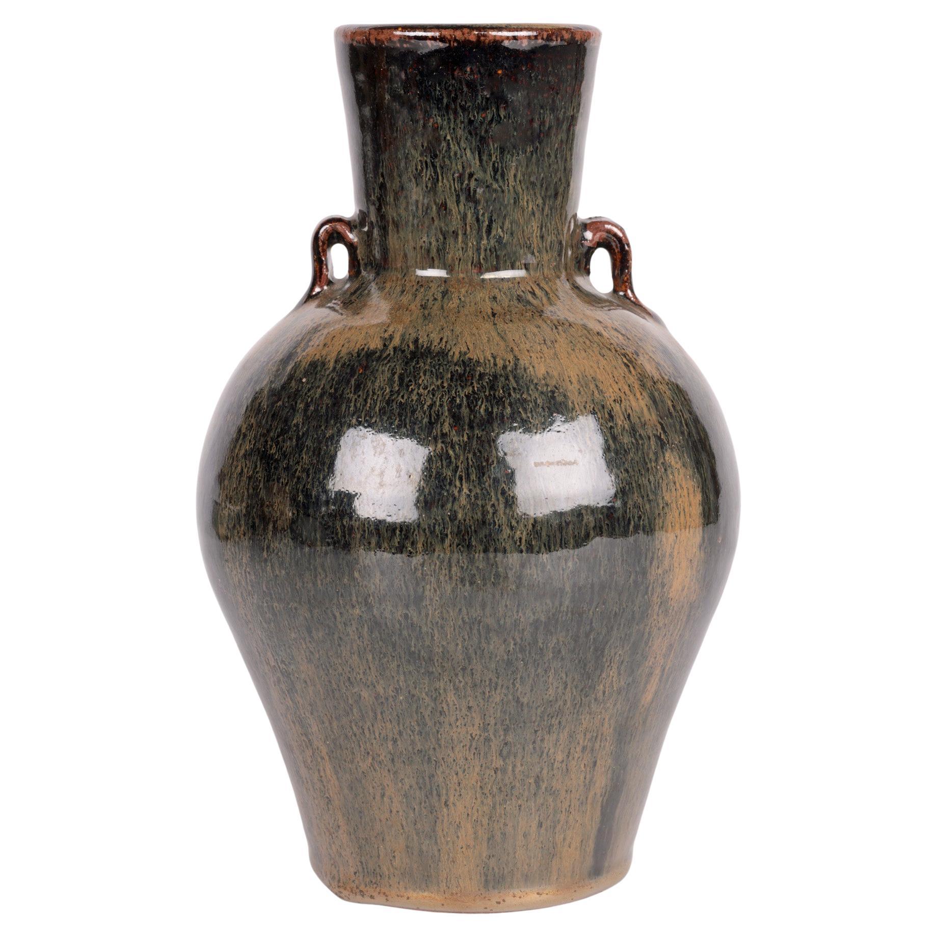 Trevor Corser Leach Pottery Studio Pottery Twin Handled Haresfur Glazed Vase 