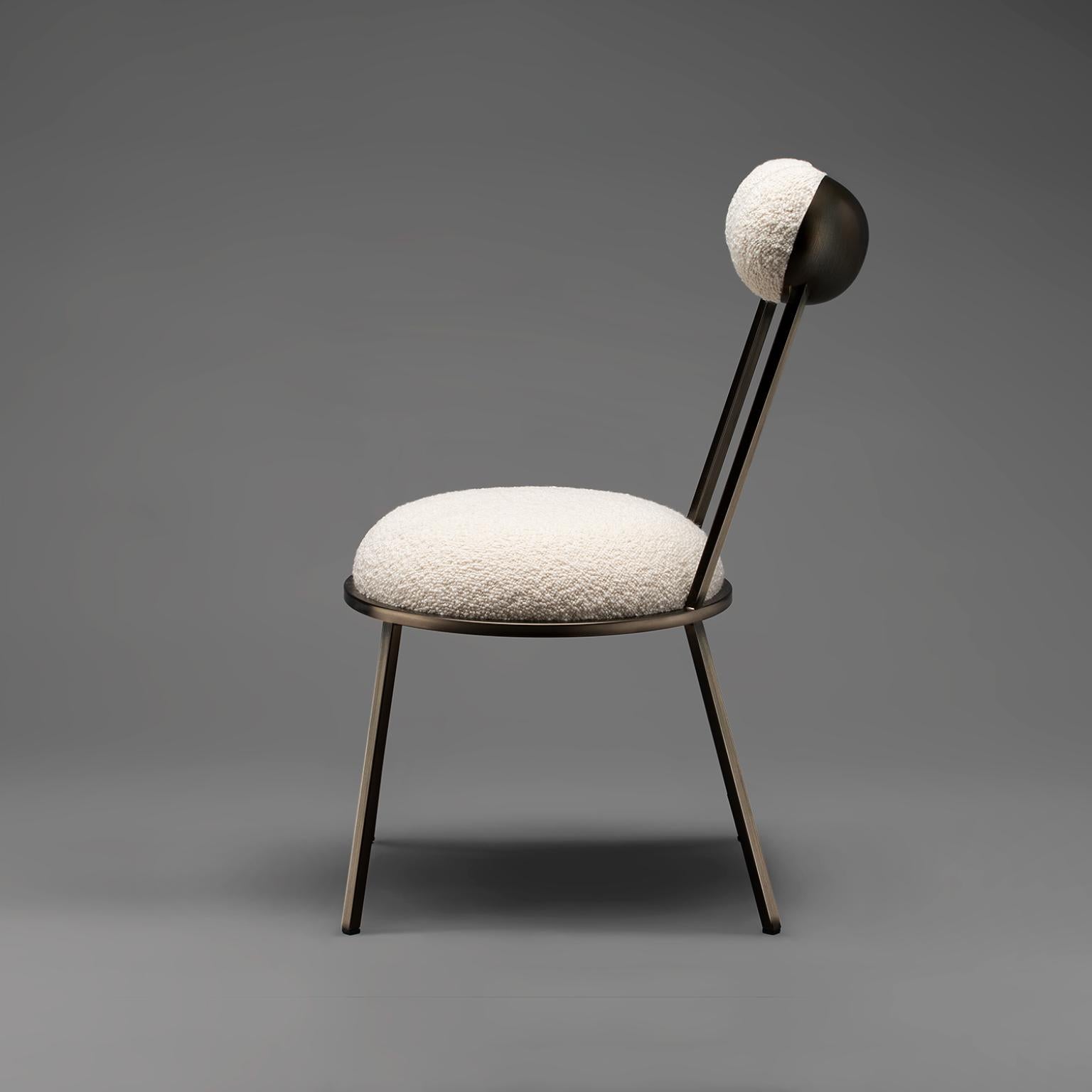 English Trevor Cream Bouclé Dining Chair by Bohinc Studio