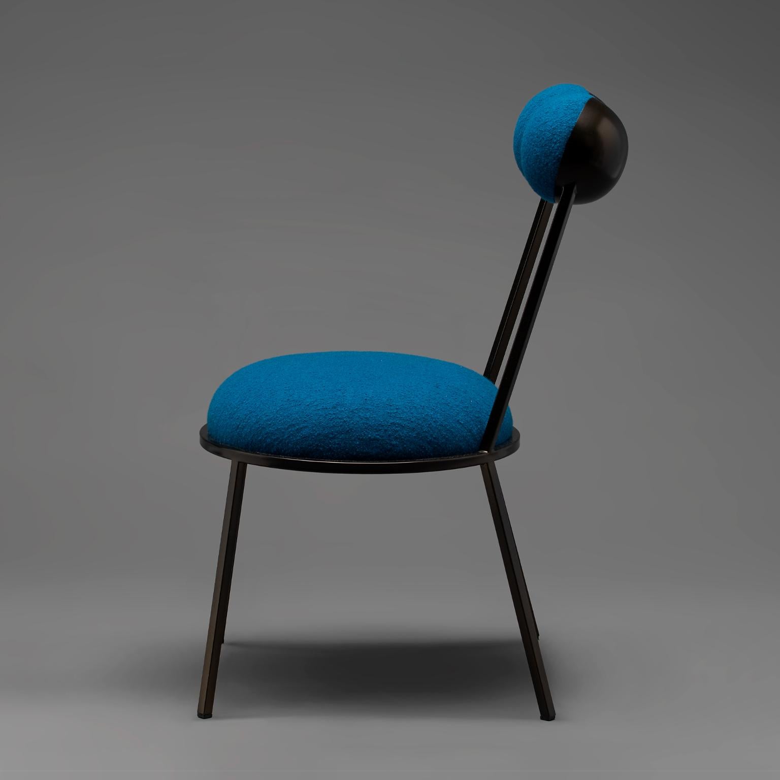 Contemporary Trevor Cream Bouclé Dining Chair by Bohinc Studio