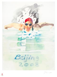 Natation, Jeux olympiques de Pékin 2008 - Lithographie de Trevor Gould - 2008