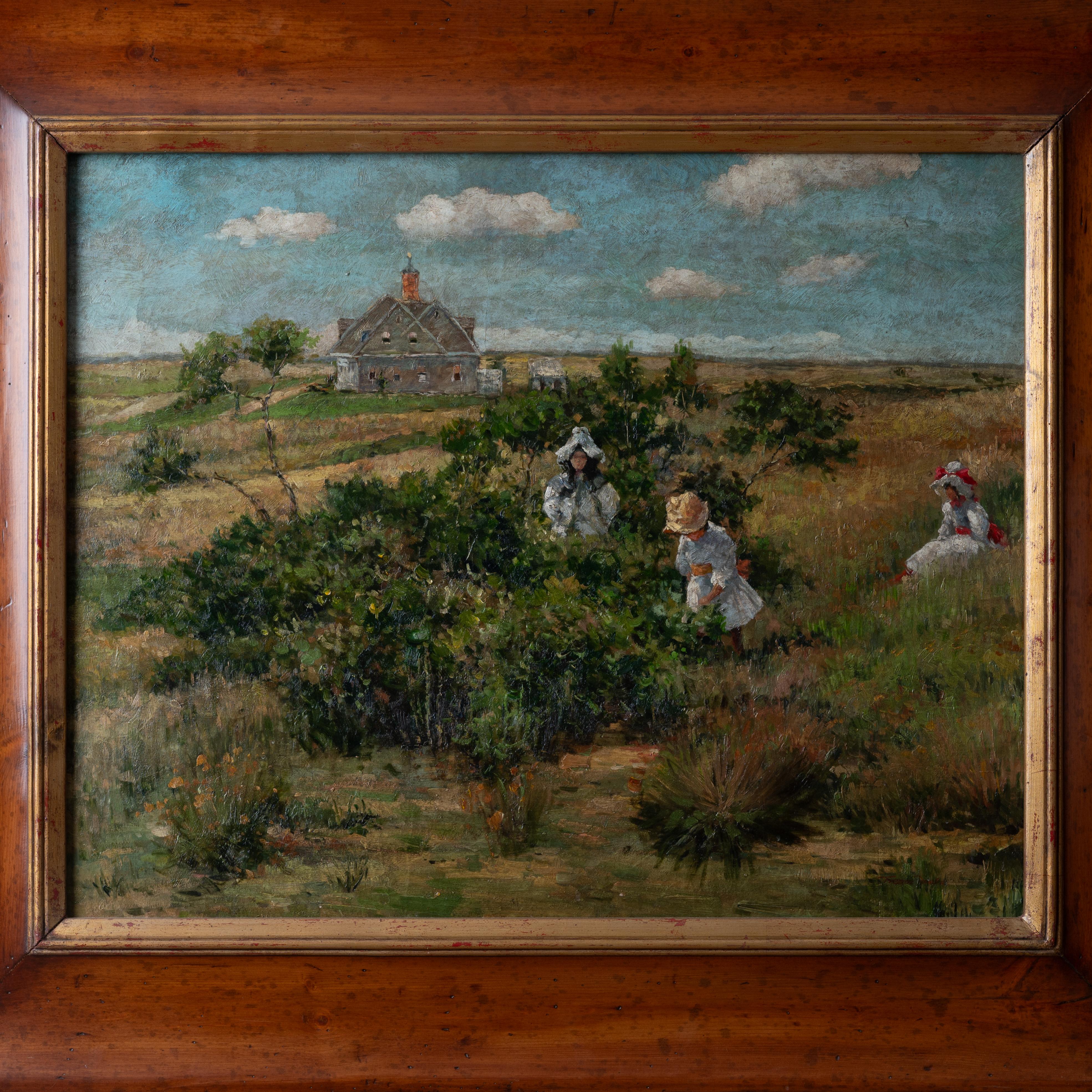 Hand-Painted Trevor James - Long Island Bayberry Bush Painting  For Sale