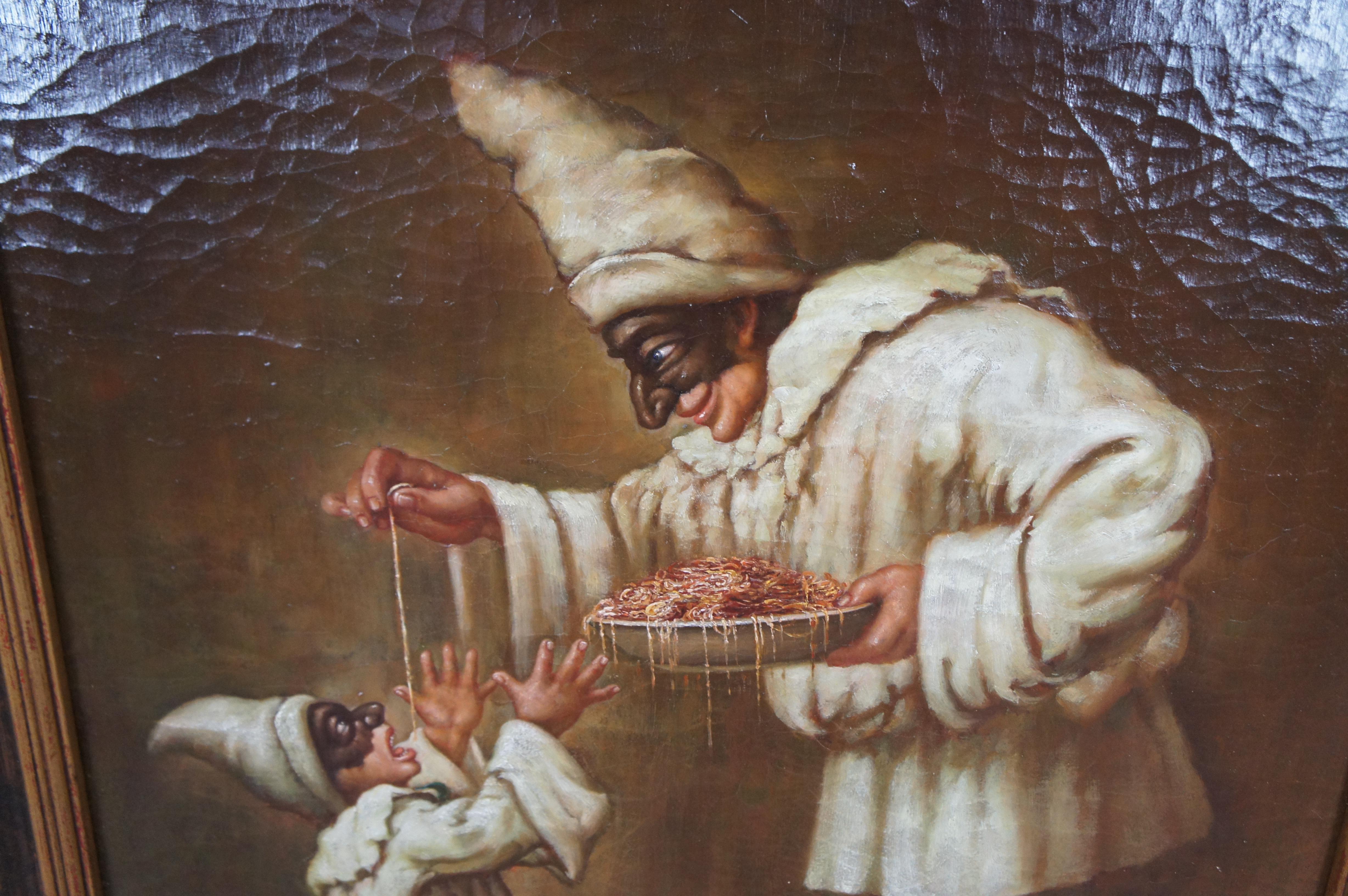 Canvas Trevor James Oil Painting Pulcinella Feeding Pasta After Michele Cammarano 36