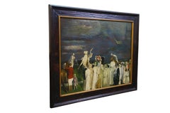 Trevor James Polo Crowds Equestrian Oil Painting After George Wesley Bellows 37"