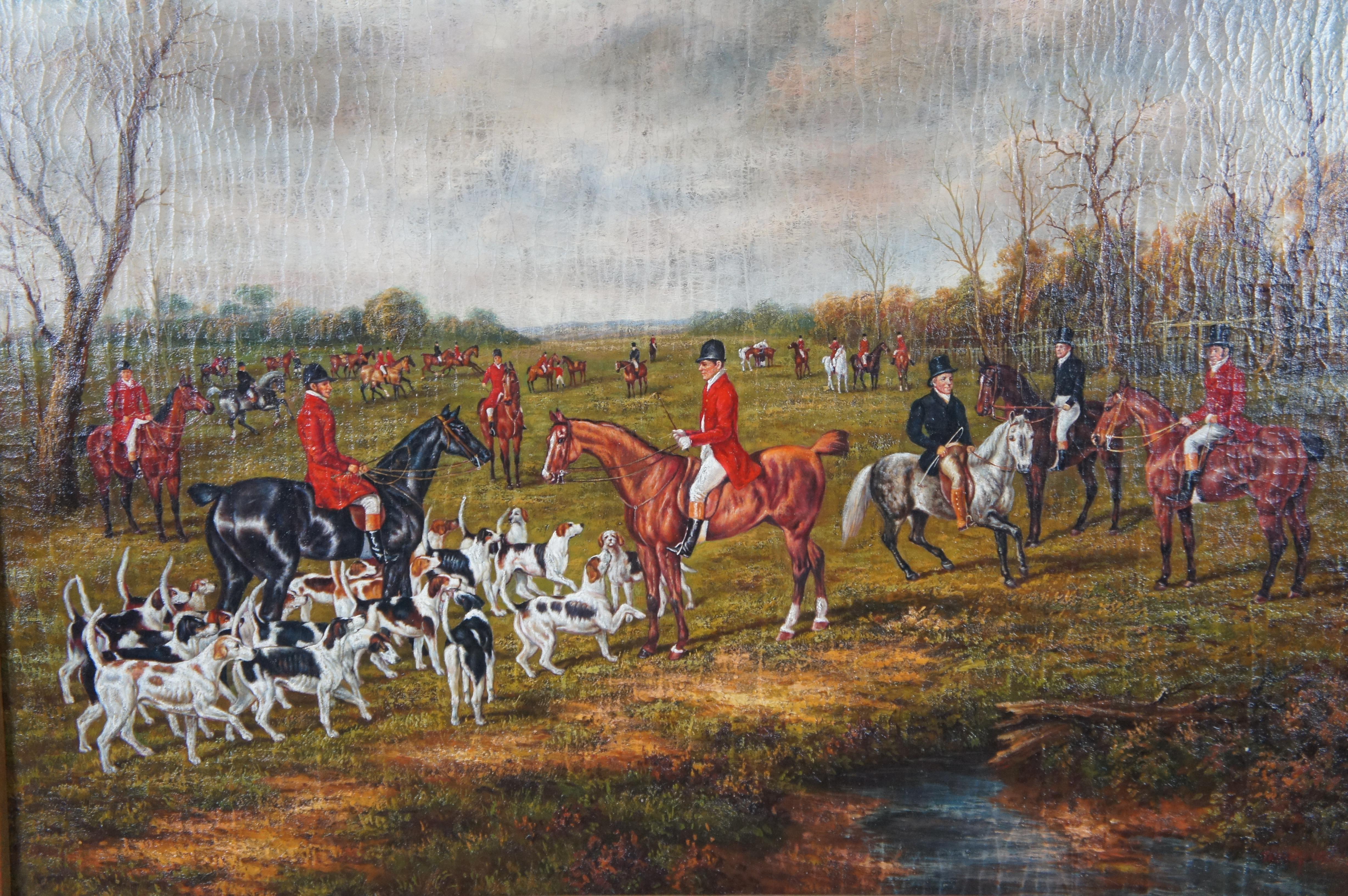 Trevor James El encuentro East Suffolk Hounds Fox Hunt Pintura según John Herring en Bueno Estado en Dayton, OH