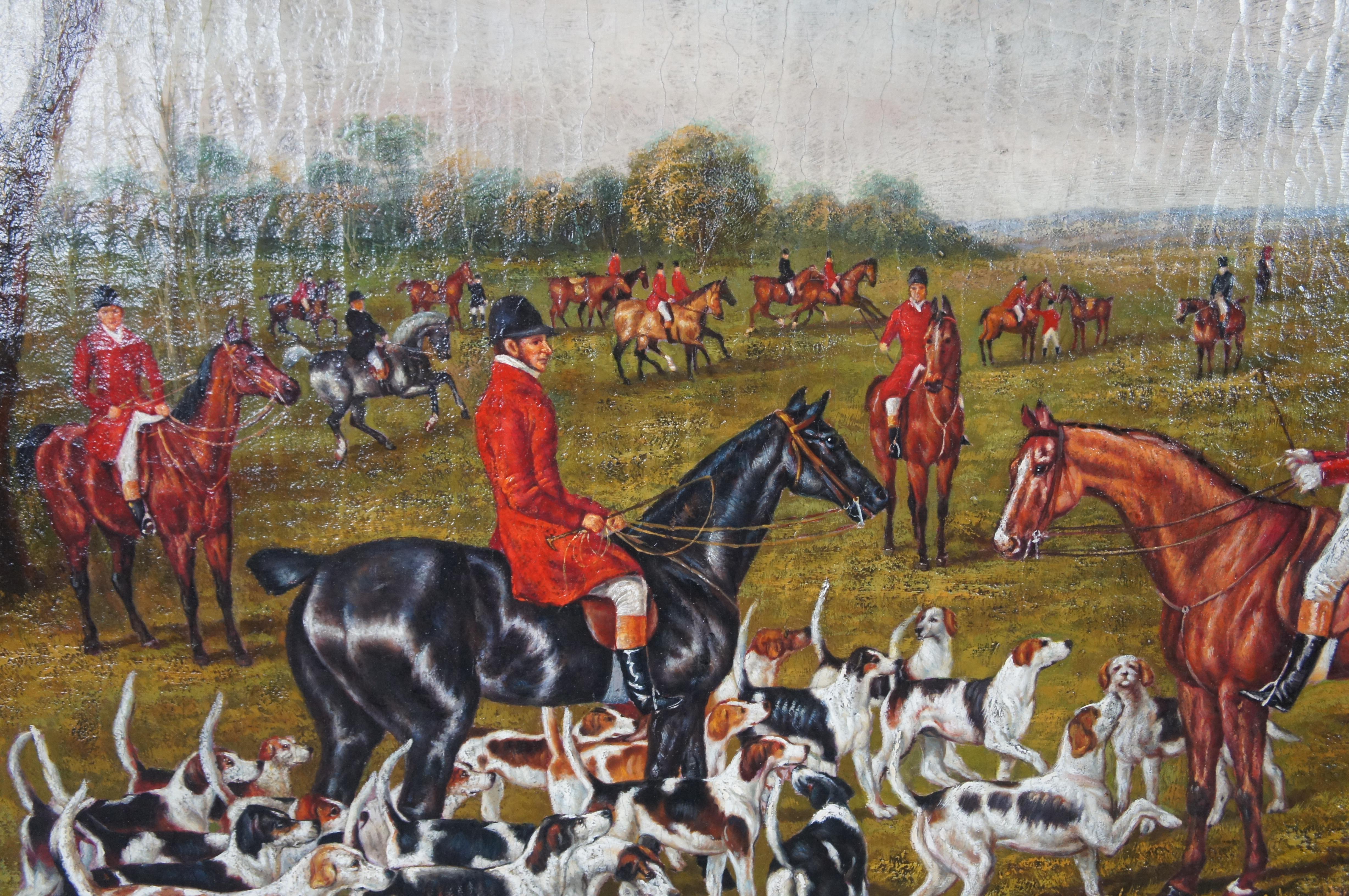 Trevor James El encuentro East Suffolk Hounds Fox Hunt Pintura según John Herring siglo XX