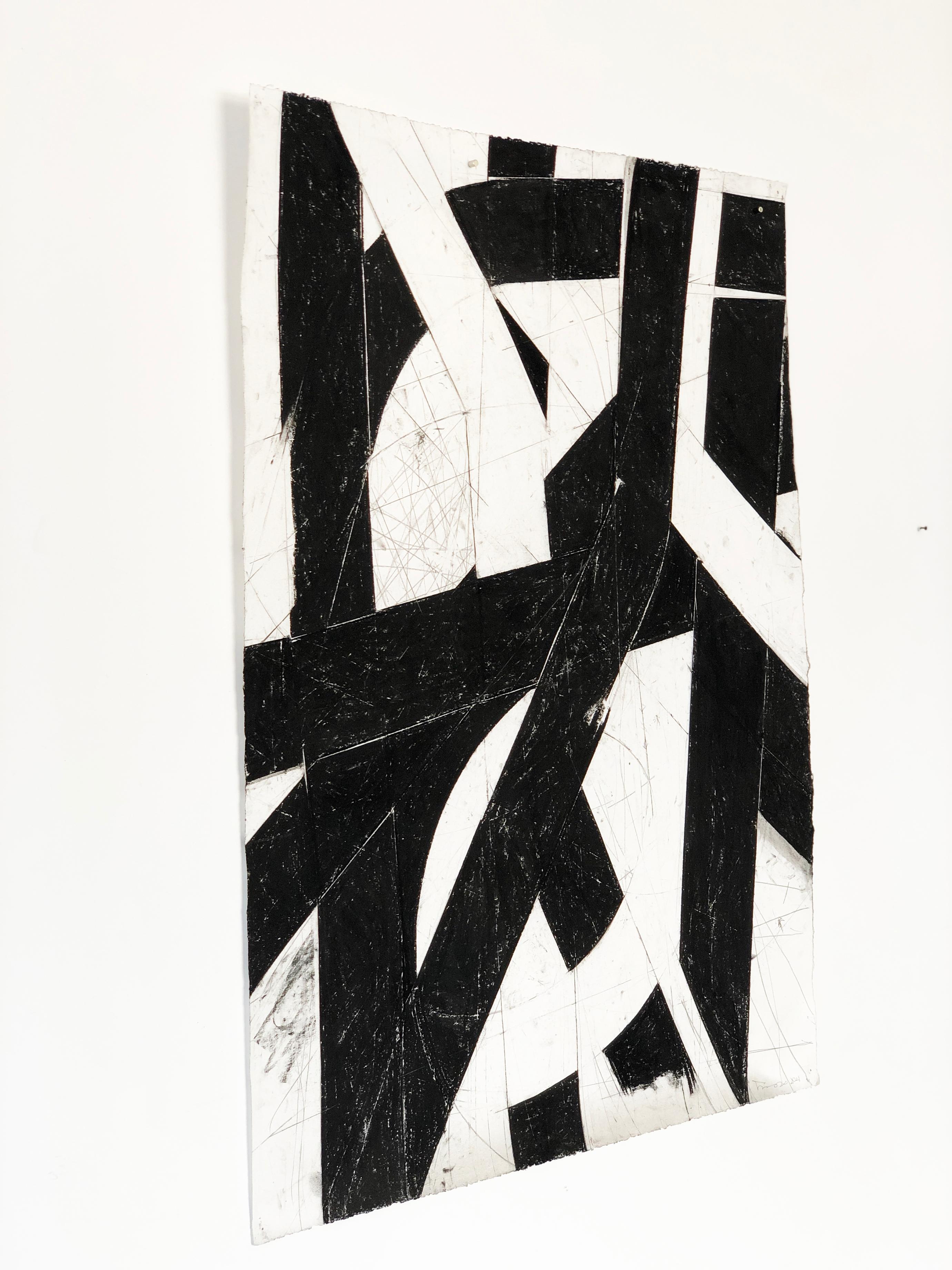 “Urban Interstitial Abstraction #18” – Charcoal and Pastel on Paper  - Painting by Trevor Norris