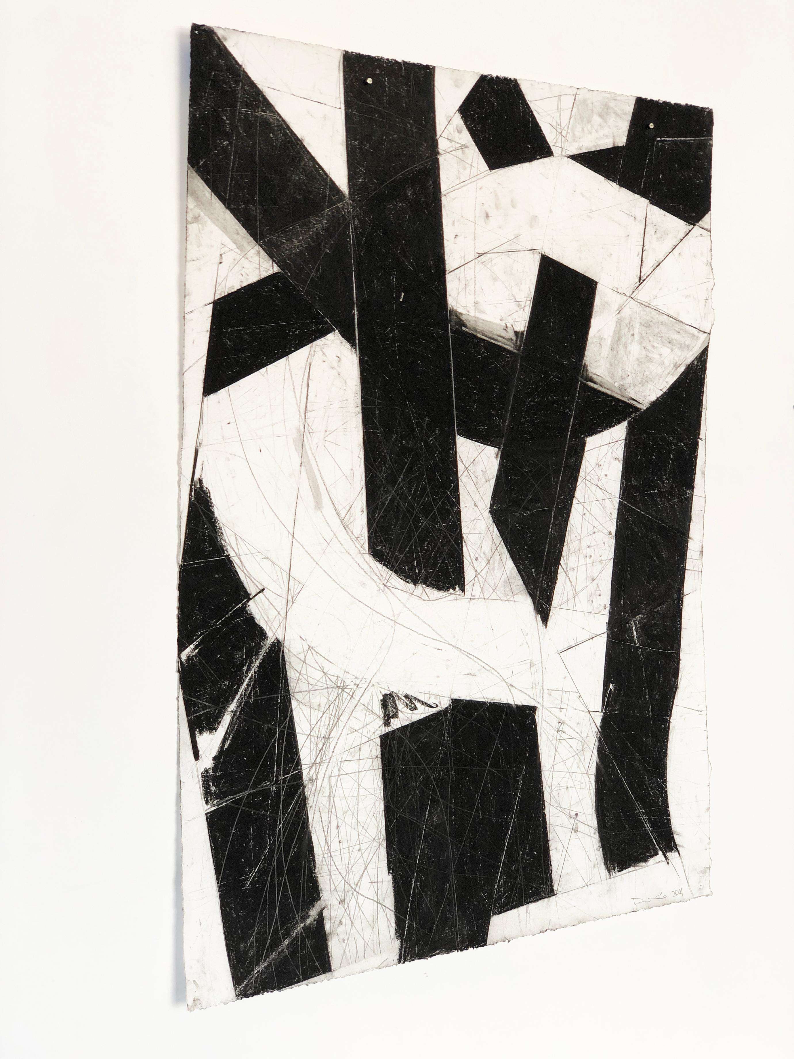 “Urban Interstitial Abstraction #19” – Charcoal and Pastel on Paper  - Painting by Trevor Norris