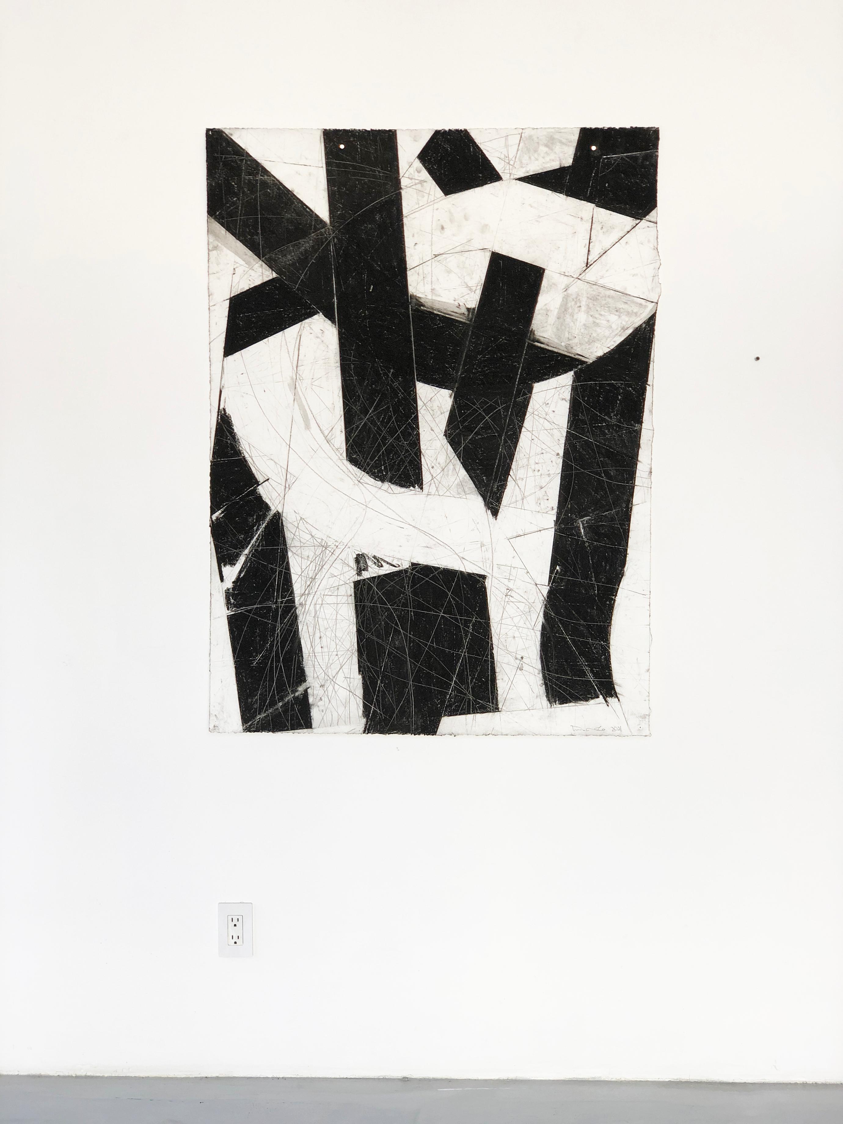 “Urban Interstitial Abstraction #19” – Charcoal and Pastel on Paper  For Sale 1