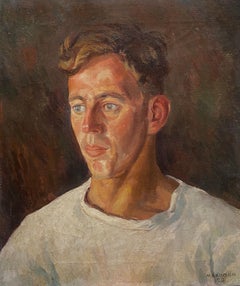 Portrait of a Young man, 20th Century British Oil, Signed and dated 1952