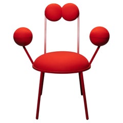 Trevor Red Wool Dining Chair With Armrests by Bohinc Studio