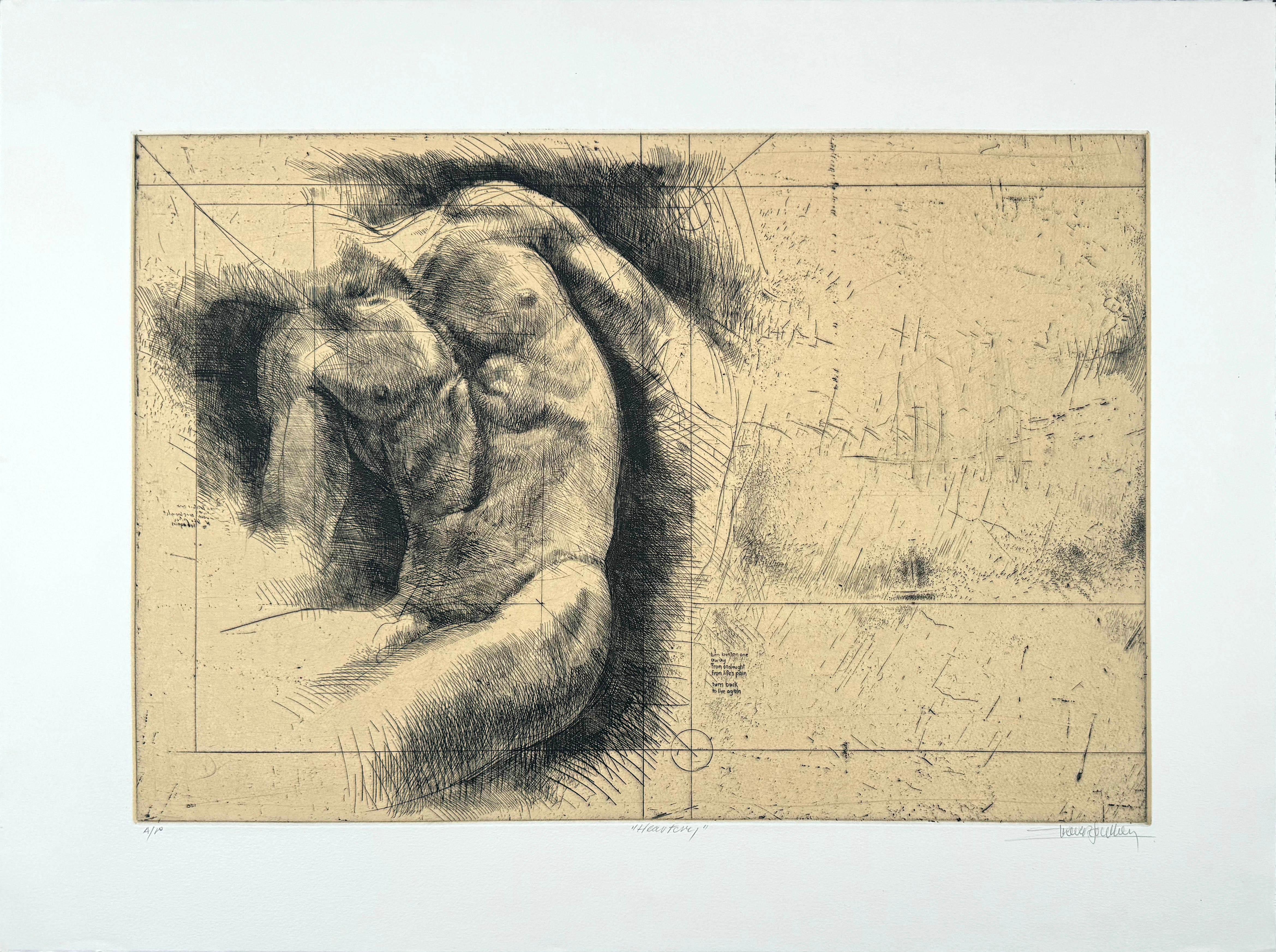 Heart Cry, Lithografie eines männlichen Aktes von Trevor Southey im Angebot 1