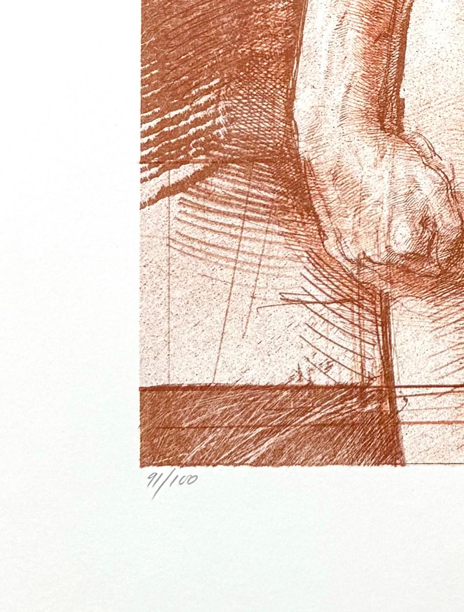 Rising, male nude lithograph by Trevor Southey For Sale 2