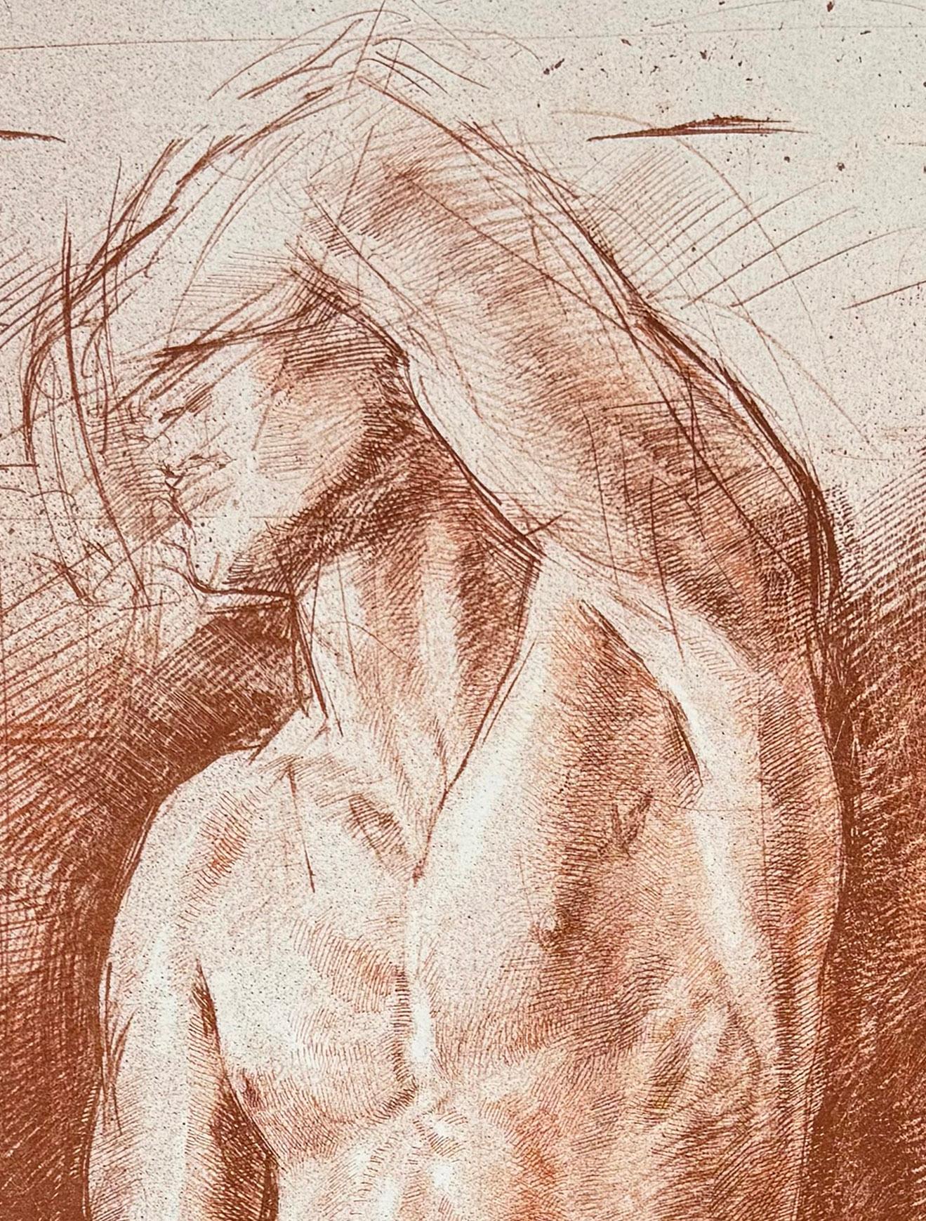 Rising, male nude lithograph by Trevor Southey For Sale 4