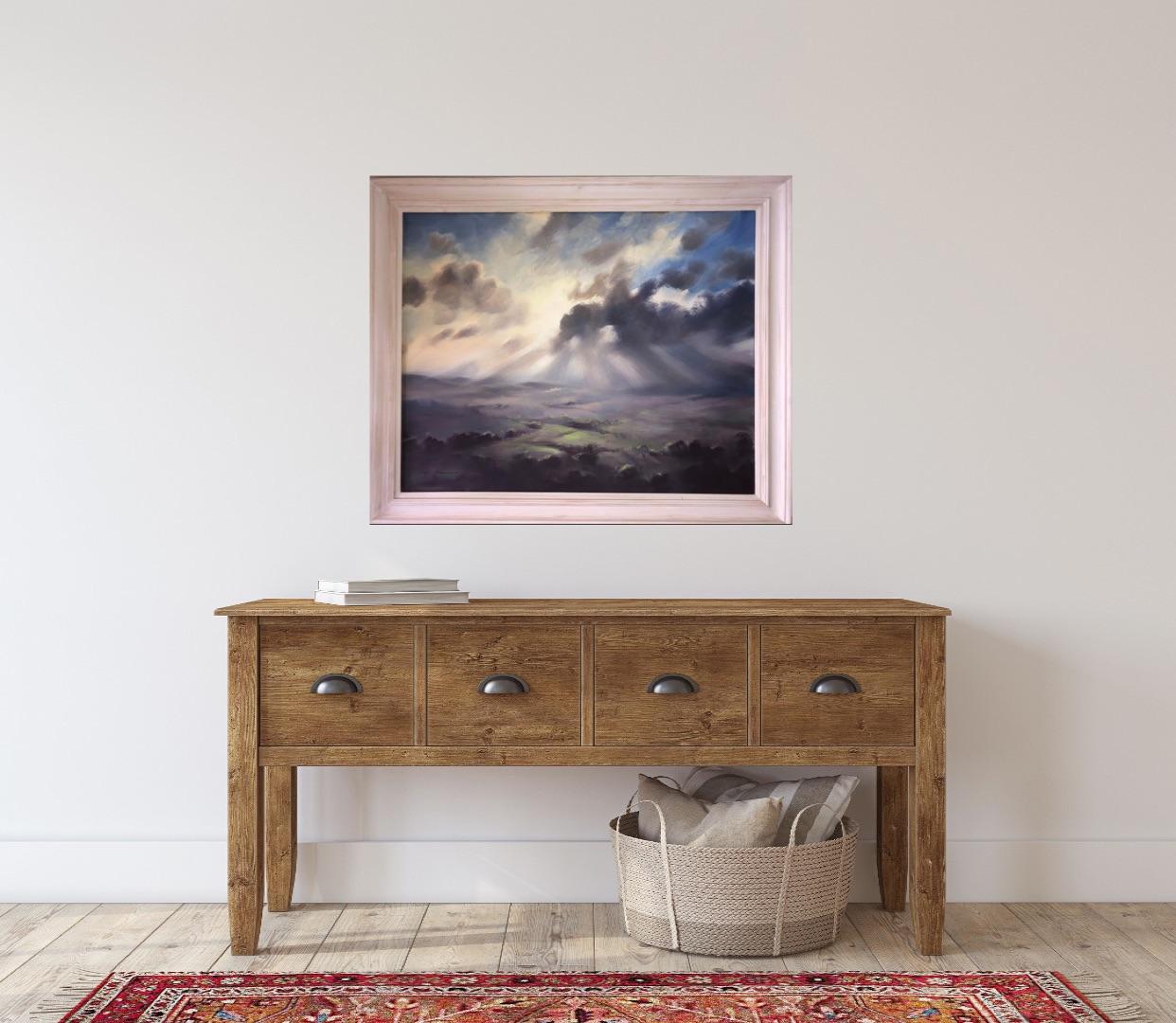Un ciel du Wiltshire, Trevor Waugh, peintures du Wiltshire, peintures à l'huile originales en vente 13