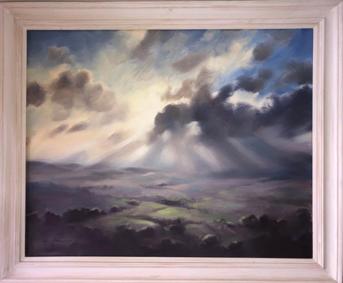 Un ciel du Wiltshire, Trevor Waugh, peintures du Wiltshire, peintures à l'huile originales en vente 2