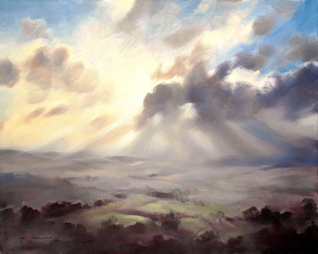 Un ciel du Wiltshire, Trevor Waugh, peintures du Wiltshire, peintures à l'huile originales
