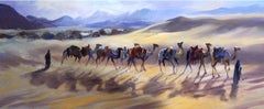 Camels Contre Jour, Trevor Waugh, Art animalier, peintures du désert, orientalisme