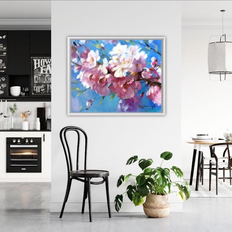 Peinture florale originale Cherry Blossom de Trevor Waugh, Paysage Art, BrightArt en vente 2