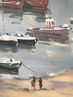 Cornish Harbour Lights, Original Oil Painting, Contemporary Art, Landscape Art