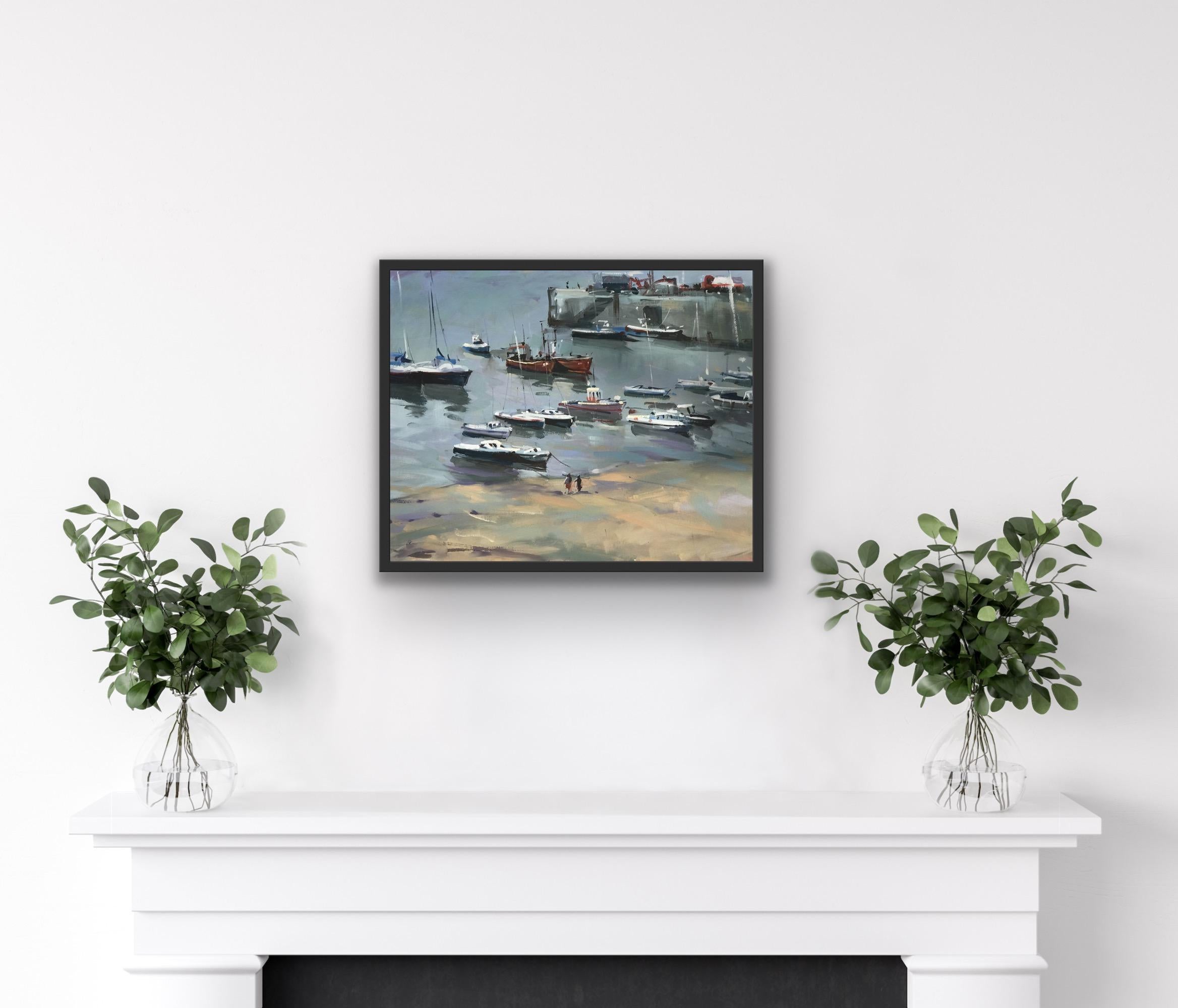 Cornish Harbour Lights, Original Oil Painting, Contemporary Art, Landscape Art For Sale 2
