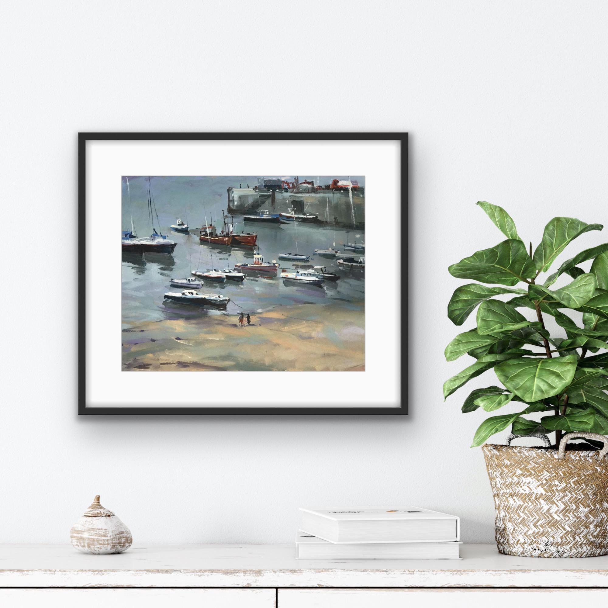 Cornish Harbour Lights, Original Oil Painting, Contemporary Art, Landscape Art For Sale 3