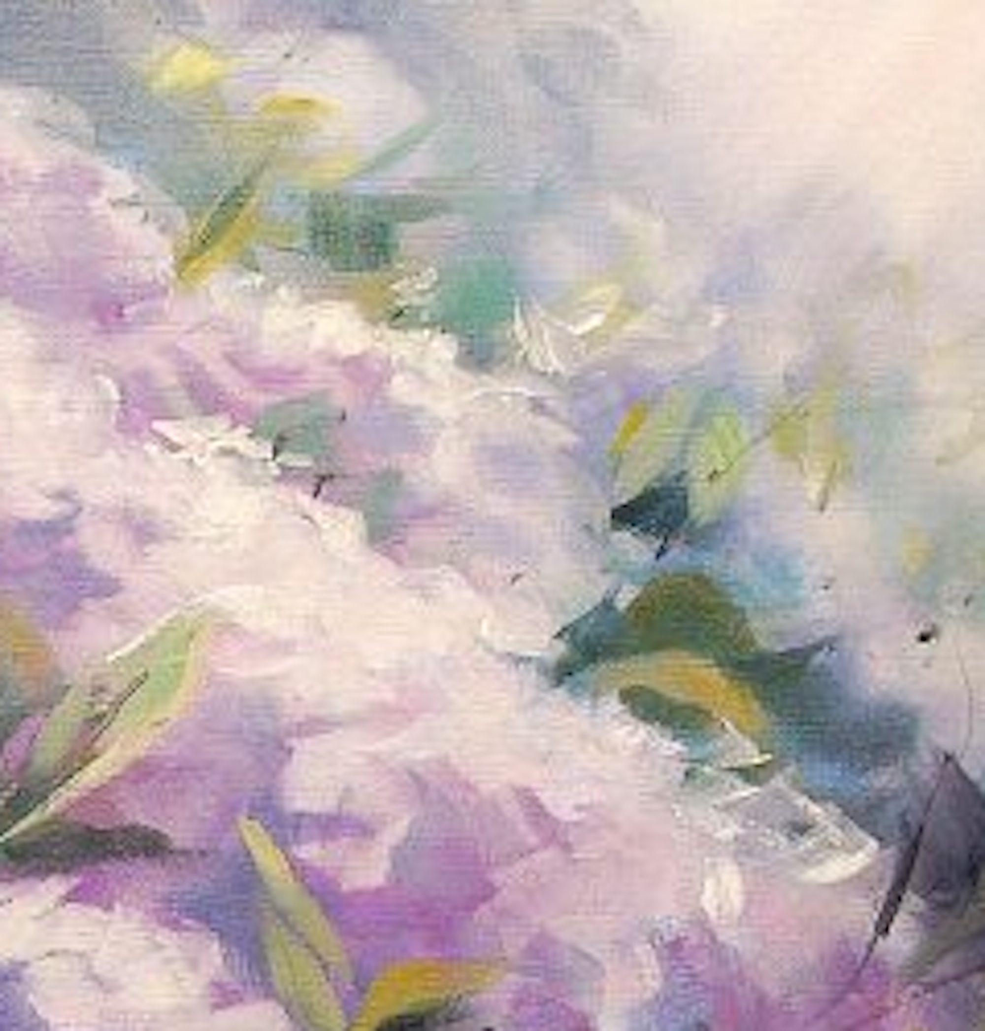 Hydrangeas in Sunlight, floral art, original art, affordable art - Contemporary Painting by Trevor Waugh