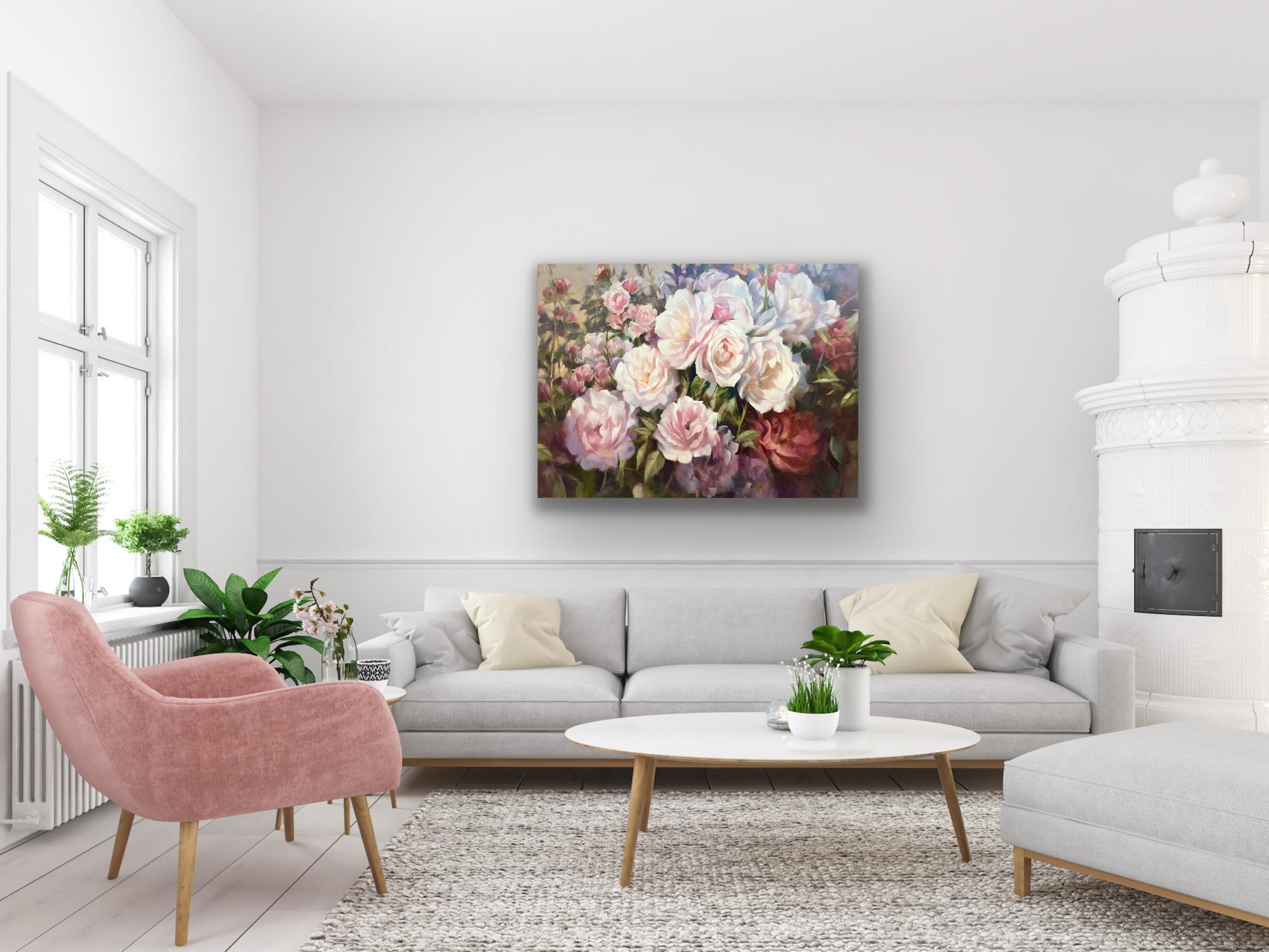Ich versprach Ihnen einen Rosengarten, Originalgemälde, zeitgenössisch, blumig (Zeitgenössisch), Painting, von Trevor Waugh