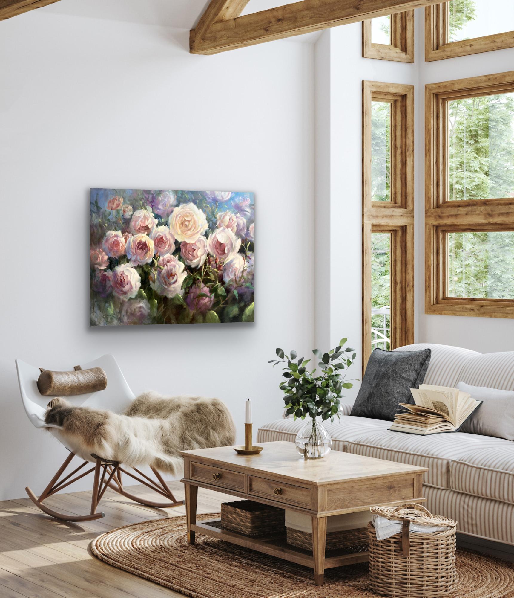 Roselight, Originalgemälde, zeitgenössisch, floral (Zeitgenössisch), Painting, von Trevor Waugh