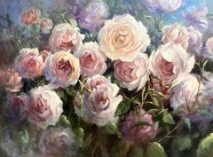 Roselight, pintura original, contemporáneo, floral
