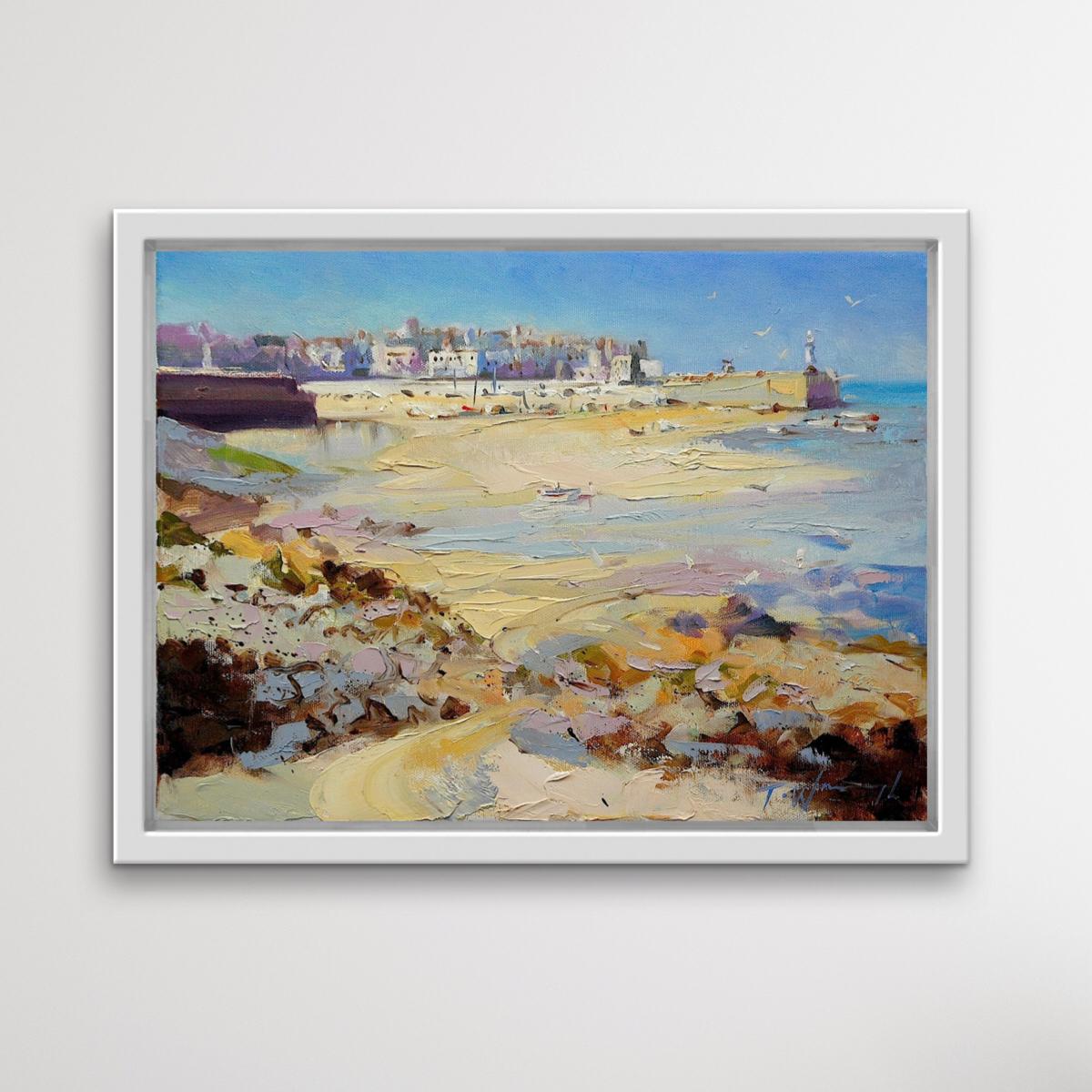St Ives, Cornwall ist ein Original-Landschaftsgemälde von Trevor Waugh, das mit Öl, Pinsel und Spachtel auf Leinwand gemalt wurde.

Trevor Waugh wurde 1952 geboren und wuchs in London auf, wo er bei Wychwood Art arbeitete. Trevor studierte von 1970