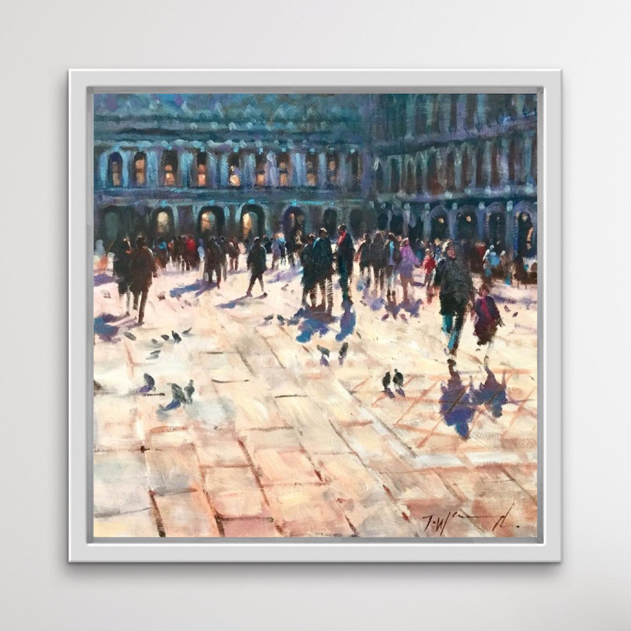Tableau de St Marks Square, Venise, peinture vénitienne, œuvre d'art de voyage, art figuratif - Impressionnisme Painting par Trevor Waugh