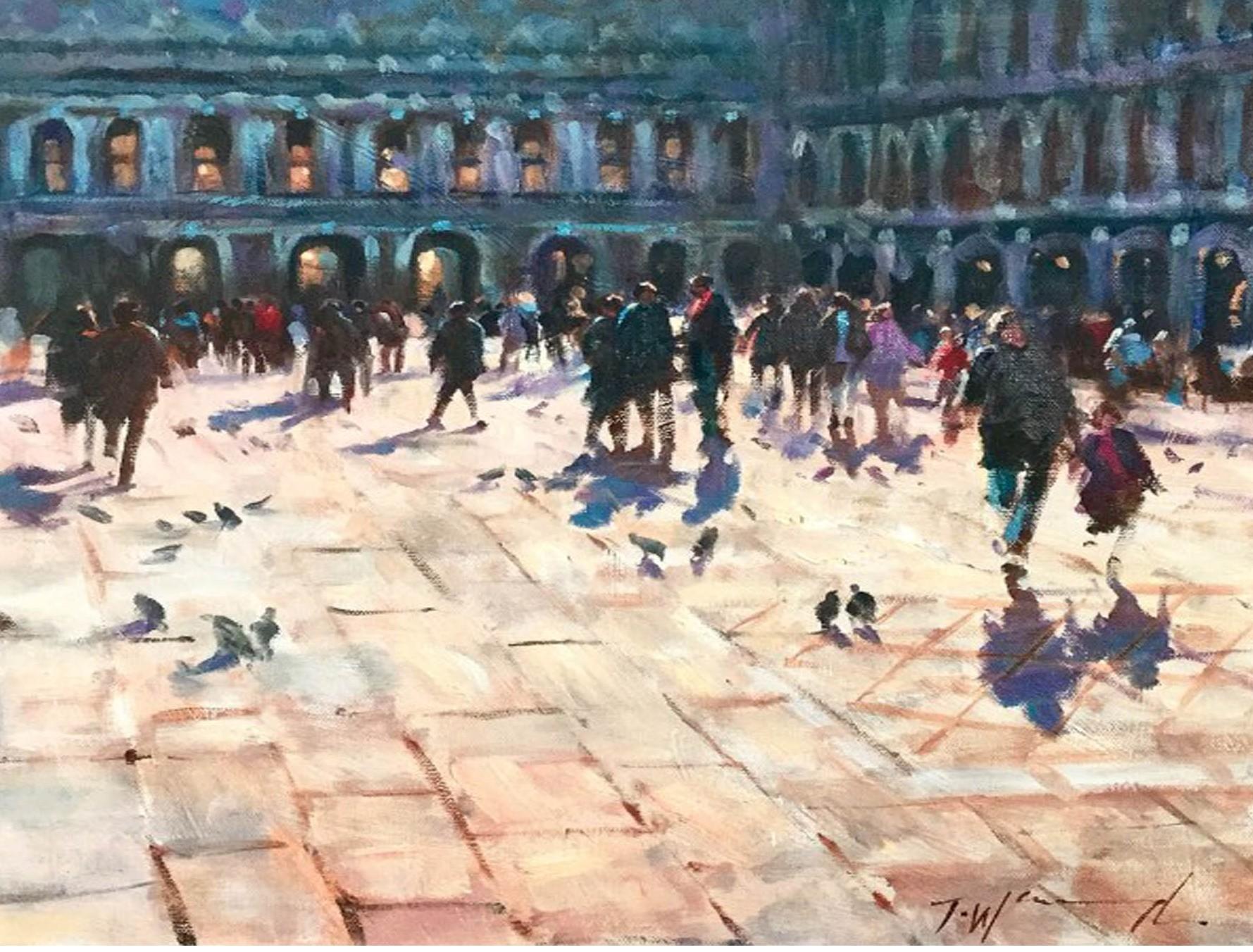 Figurative Painting Trevor Waugh - Tableau de St Marks Square, Venise, peinture vénitienne, œuvre d'art de voyage, art figuratif