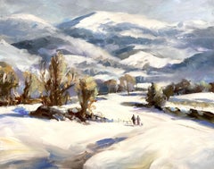 Le Malverne innevate, quadro originale, contemporaneo, paesaggio