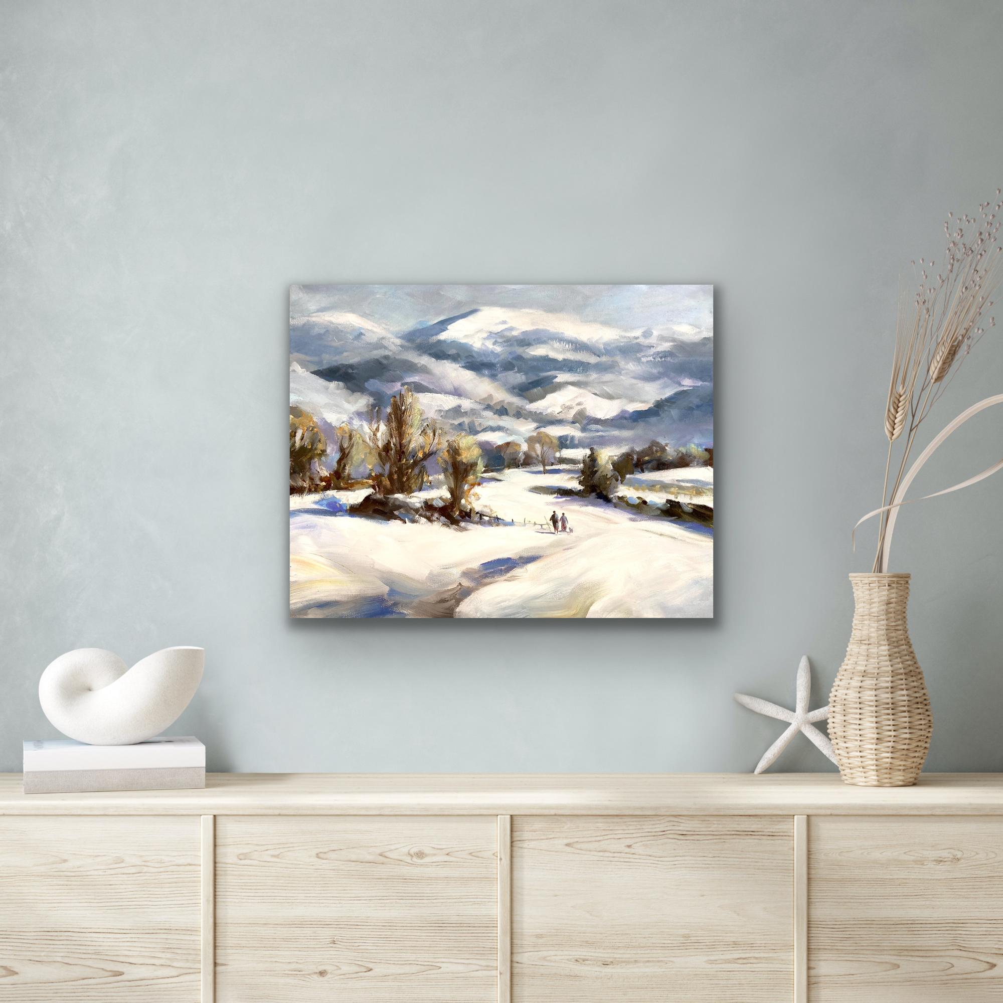 Die Malverns im Schnee, Originalgemälde, zeitgenössisch, Landschaft (Zeitgenössisch), Painting, von Trevor Waugh