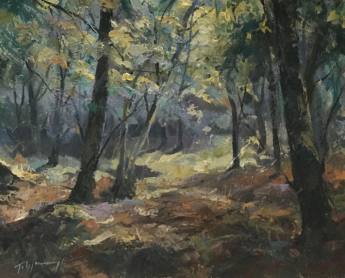 Trevor Waugh
Forest Tapestry
Original Unframed Oil Painting
Oil Paint on Canvas
Size: H 40.6cm (16 inches) x W 50.8cm (20 inches)
Please note that in situ images are purely an indication of how a piece may look.

Forest Tapestry is an original